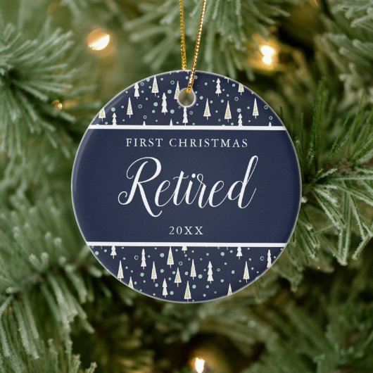 Navy Blue Personalisiert First Christmas Remüder Keramik Ornament (Baum)