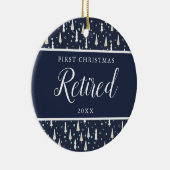 Navy Blue Personalisiert First Christmas Remüder Keramik Ornament (Rechts)
