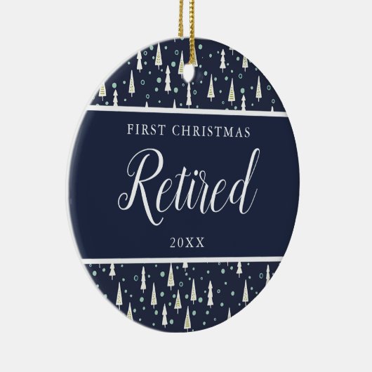 Navy Blue Personalisiert First Christmas Remüder Keramik Ornament (Rechts)