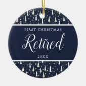 Navy Blue Personalisiert First Christmas Remüder Keramik Ornament (Vorne)