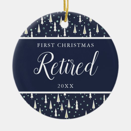 Navy Blue Personalisiert First Christmas Remüder Keramik Ornament (Vorne)