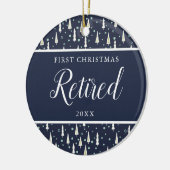 Navy Blue Personalisiert First Christmas Remüder Keramik Ornament (Links)