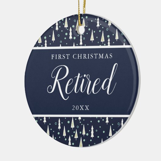 Navy Blue Personalisiert First Christmas Remüder Keramik Ornament (Links)