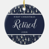 Navy Blue Personalisiert First Christmas Remüder Keramik Ornament (Hinten)