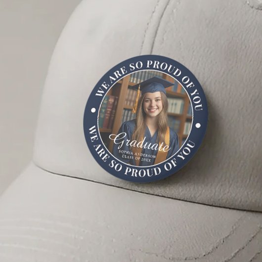Navy Blue Personalisiert Graduate Foto Abschluss Button