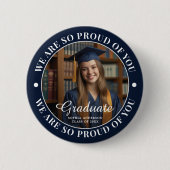Navy Blue Personalisiert Graduate Foto Abschluss Button (Vorderseite)