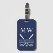 Navy Blue Personalisiert Monogram Golf Clubs Gepäckanhänger (Vorderseite Vertikal)