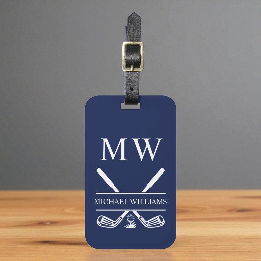 Navy Blue Personalisiert Monogram Golf Clubs Gepäckanhänger