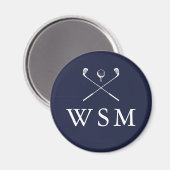 Navy Blue Personalisiert Monogram Golf Clubs Magnet (Vorderseite/Rückseite)