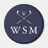 Navy Blue Personalisiert Monogram Golf Clubs Magnet (Vorne)