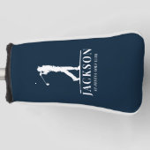 Navy Blue Personalisiert Monogram Golf Headcover (Vorderseite)