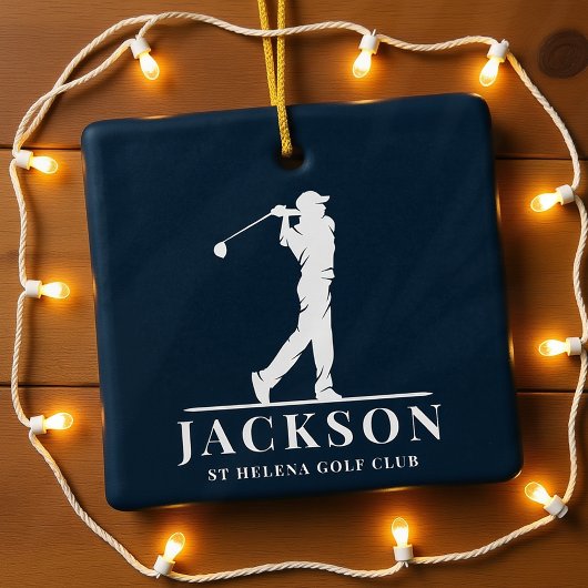 Navy Blue Personalisiert Monogram Golf Swing Keramikornament
