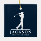 Navy Blue Personalisiert Monogram Golf Swing Keramikornament (Vorderseite)