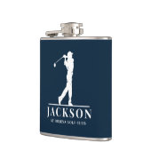 Navy Blue Personalisiert Monogram Golfer Flachmann (Links)