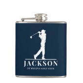 Navy Blue Personalisiert Monogram Golfer Flachmann (Vorderseite)