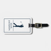 Navy Blue Personalisiert Monogram Golfer Gepäckanhänger (Vorderseite horizontal)