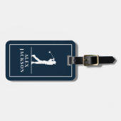 Navy Blue Personalisiert Monogram Golfer Gepäckanhänger (Vorderseite horizontal)