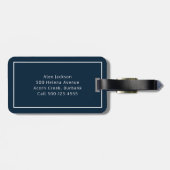 Navy Blue Personalisiert Monogram Golfer Gepäckanhänger (Rückseite horizontal)