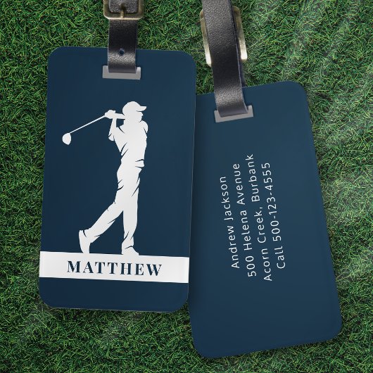 Navy Blue Personalisiert Monogram Golfer Gepäckanhänger