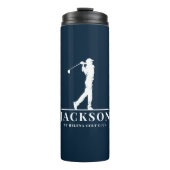 Navy Blue Personalisiert Monogram Golfer Thermosbecher (Vorderseite)