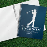 Navy Blue Personalisiert Monogram Planer<br><div class="desc">Dieser personalisierte Golfplaner ist der perfekte Weg,  um die Strecke Ihres Golfplans für das Jahr behalten. Dieses Design verfügt über einen Golfspieler,  der einen Club schwingt,  und hat zwei Textfelder,  mit denen man ihn personalisieren kann - vielleicht mit einem Namen und einem Golfclub.</div>