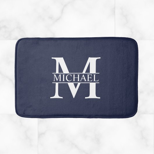 Navy Blue Personalisiert Monogram und Name Badematte