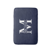 Navy Blue Personalisiert Monogram und Name Badematte (Vorderseite Vertikal)