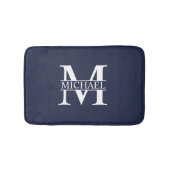 Navy Blue Personalisiert Monogram und Name Badematte (Vorderseite)