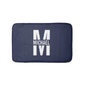 Navy Blue Personalisiert Monogram und Name Badematte (Vorderseite)