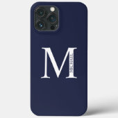 Navy Blue Personalisiert Monogram und Name Case-Mate iPhone Hülle (Rückseite)