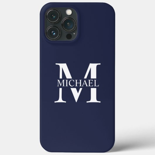 Navy Blue Personalisiert Monogram und Name Case-Mate iPhone Hülle (Rückseite)