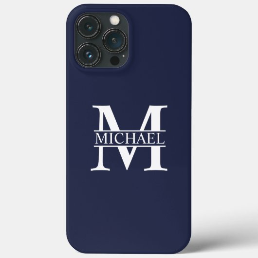 Navy Blue Personalisiert Monogram und Name Case-Mate iPhone Hülle (Rückseite)