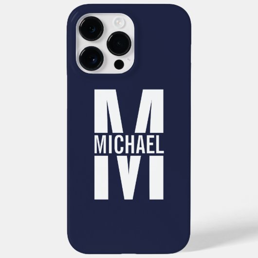 Navy Blue Personalisiert Monogram und Name Case-Mate iPhone Hülle (Rückseite)