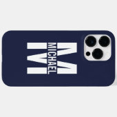 Navy Blue Personalisiert Monogram und Name Case-Mate iPhone Hülle (Rückseite (Horizontal))