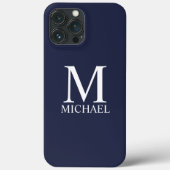 Navy Blue Personalisiert Monogram und Name Case-Mate iPhone Hülle (Rückseite)