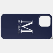 Navy Blue Personalisiert Monogram und Name Case-Mate iPhone Hülle (Rückseite (Horizontal))