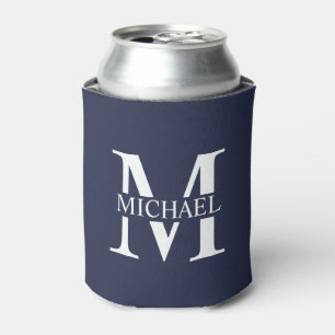 Navy Blue Personalisiert Monogram und Name Dosenkühler