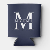 Navy Blue Personalisiert Monogram und Name Dosenkühler (Vorderseite)
