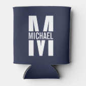 Navy Blue Personalisiert Monogram und Name Dosenkühler (Vorderseite)