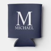 Navy Blue Personalisiert Monogram und Name Dosenkühler (Vorderseite)