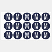 Navy Blue Personalisiert Monogram und Name Etiketten (Blatt)