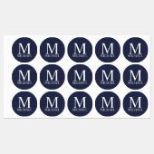 Navy Blue Personalisiert Monogram und Name Etiketten (Blatt)
