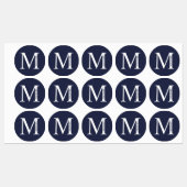 Navy Blue Personalisiert Monogram und Name Etiketten (Blatt)