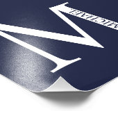 Navy Blue Personalisiert Monogram und Name Fotodruck (Ecke)