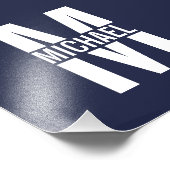 Navy Blue Personalisiert Monogram und Name Fotodruck (Ecke)