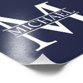 Navy Blue Personalisiert Monogram und Name Fotodruck (Ecke)