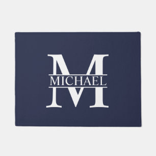 Navy Blue Personalisiert Monogram und Name Fußmatte