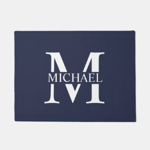 Navy Blue Personalisiert Monogram und Name Fußmatte
