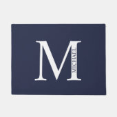 Navy Blue Personalisiert Monogram und Name Fußmatte (Vorderseite)