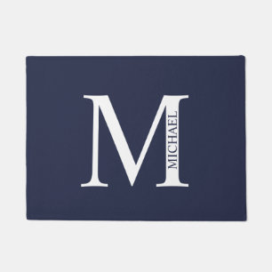 Navy Blue Personalisiert Monogram und Name Fußmatte